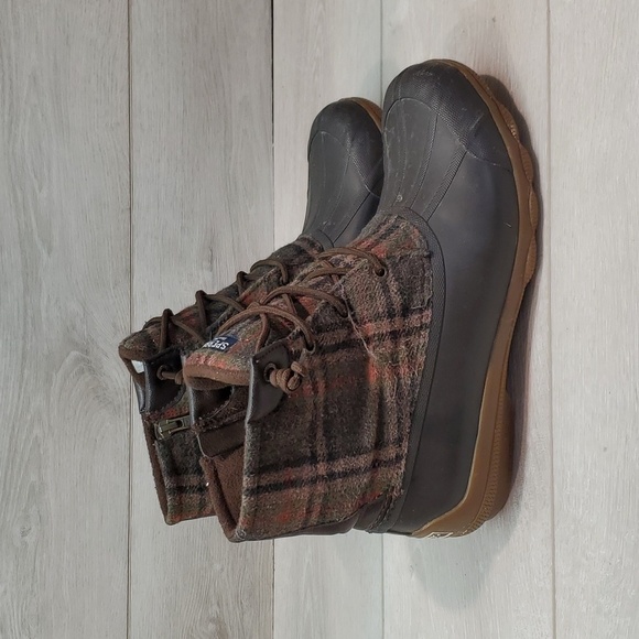 Sperry Womens Saltwater Plaid Duck Rubber Waterproof Boots shoes sz 10 - Picture 2 of 12